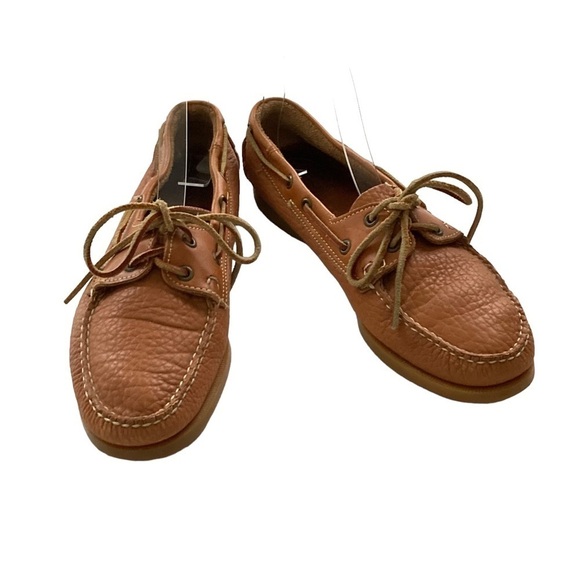 Dooney & Bourke Chestnut Pebbled Leather Boat Shoes Sz 8-8.5 - Picture 1 of 11